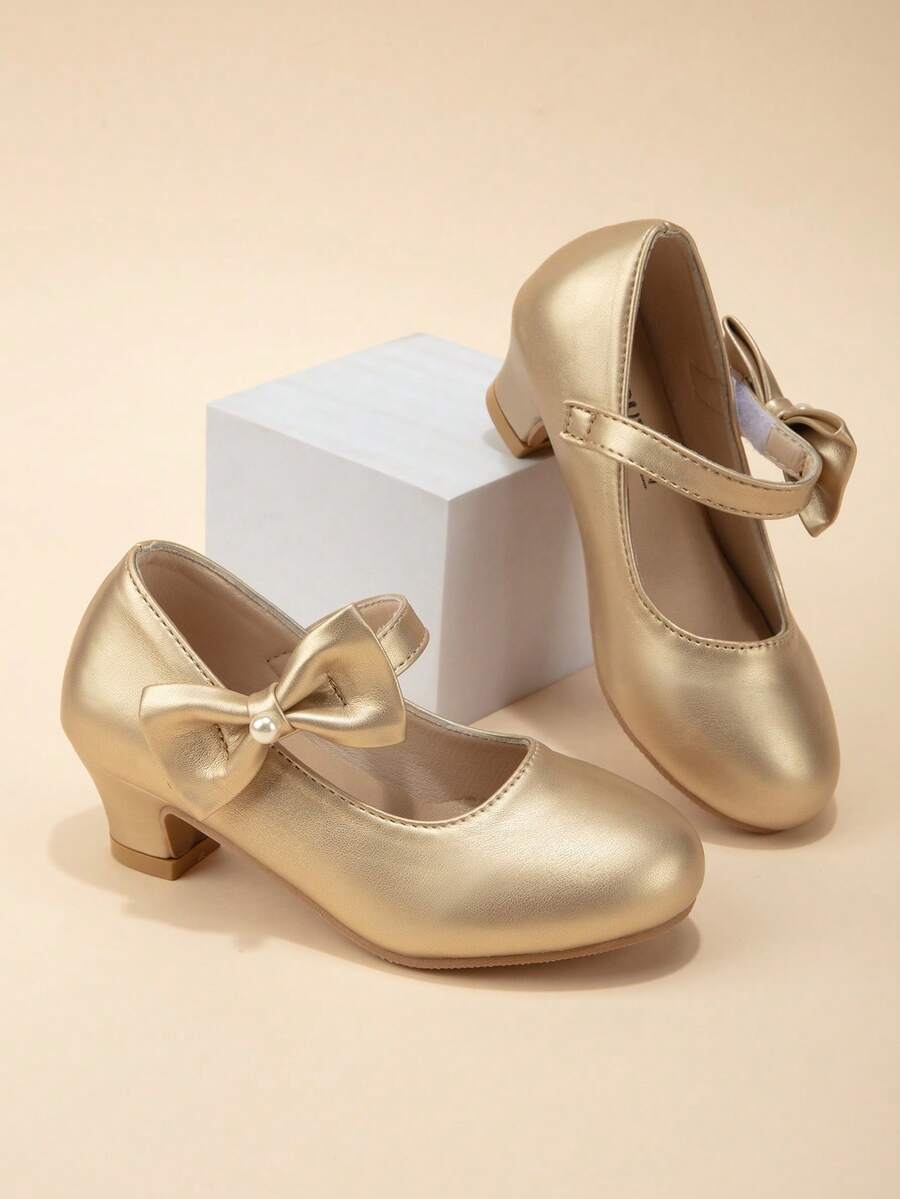 Girls' High Heels 2025 Spring And Autumn New Colorful Princess Shoes, Children's High Heels, Little Girls Performance Versatile Glitter Crystal Shoes - Vàng - Xem 1