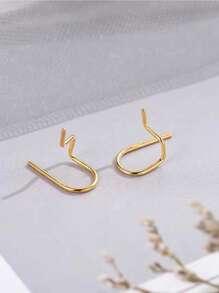 S925 Sterling Silver Line Earrings, Ear Hole Geometric Earrings, Minimalist Style, Mini Compact Earrings, Suitable For Women To Wear On Various Holidays