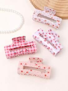 1 pieza Accesorio de cabello retro estilo floral grande de tipo "grab" para niñas, pinza de pelo con frutas, pasador de cabello, pasador de cabello lindo