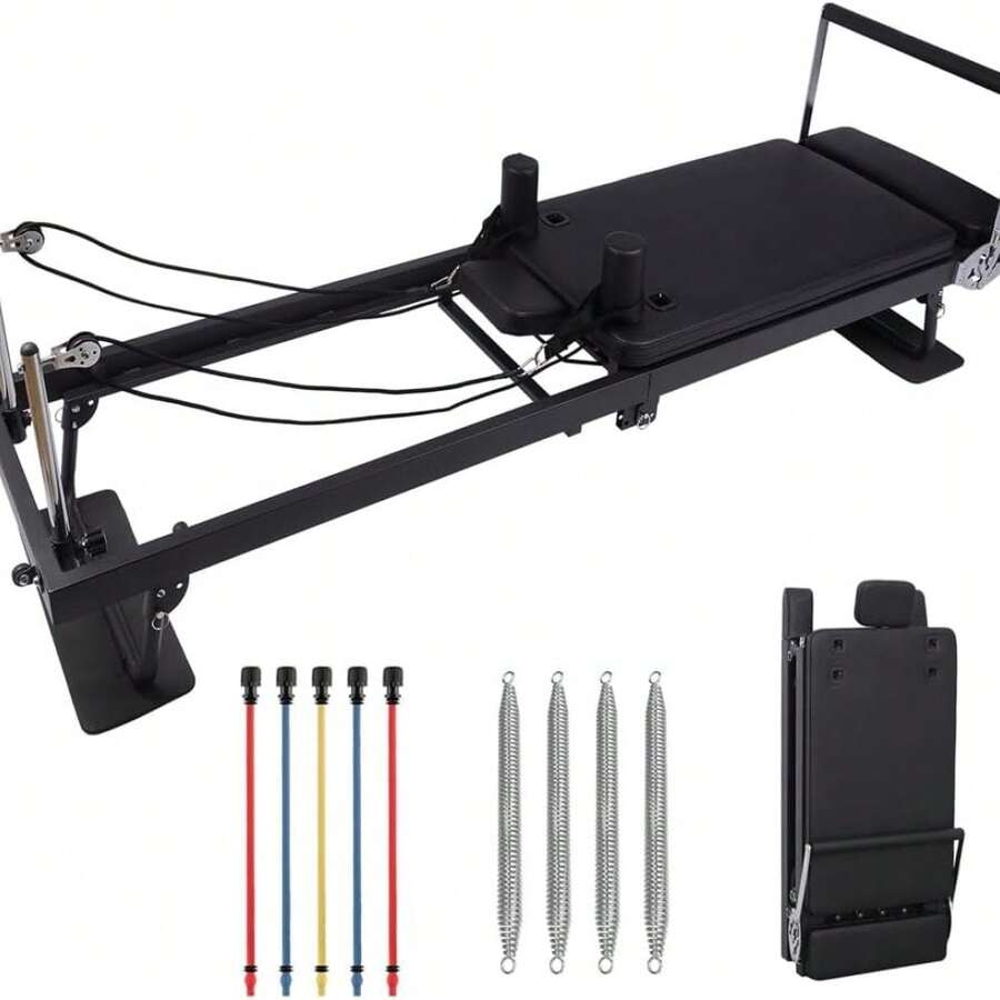 Huisuilinss Pilates Reformer,75" Foldable Pilates Machine & Equipment For Home Use And Gym Workout,Fit For Advanced And Beginners Users,Up To 250 Lbs Weight Capacity,Dual Resistance (Springs + Bands) - Black - View 1