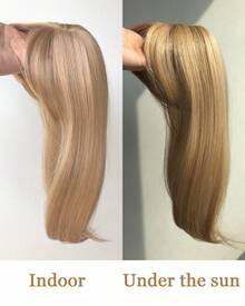 Megito Clip In Bangs, 360° Cover Bangs Hair Clip 16 Inch Brown Fake Bangs Hair Clip In Hair Extensions, Clip On Bangs For Women Clip In Hairpieces For Daily Wear - Vàng vàng - Xem 6