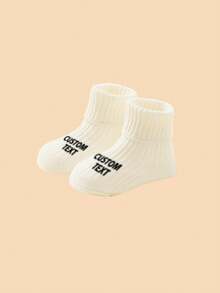 1 Pair Customized Baby Socks, Soft, Warm And Breathable, Suitable For Newborn Boys And Girls Daily Wear