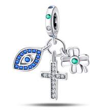 1 Piece 925 Sterling Silver Magic Eye Gemstone Pendant, Star And Moon Blue Eye Pendant, Sacred Eye Pendant, Moon And Eye Pendant, All-Seeing Eye Pendant, Devil's Eye Series Lucky Rotating Eye Pendant, Evil Guardian Sacred Eye And Hand Pendant
