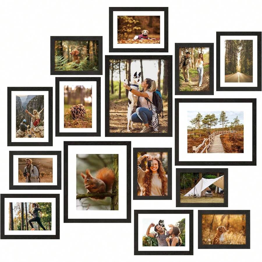 Tomnk Picture Frames Set, 15 Pack Black Picture Frames Collage Wall Decor For Assorted Photos, Three 8x10, Six 5x7, Six 4x6 For Wall Hanging Or Tabletop Display - Nhiều màu - Xem 1