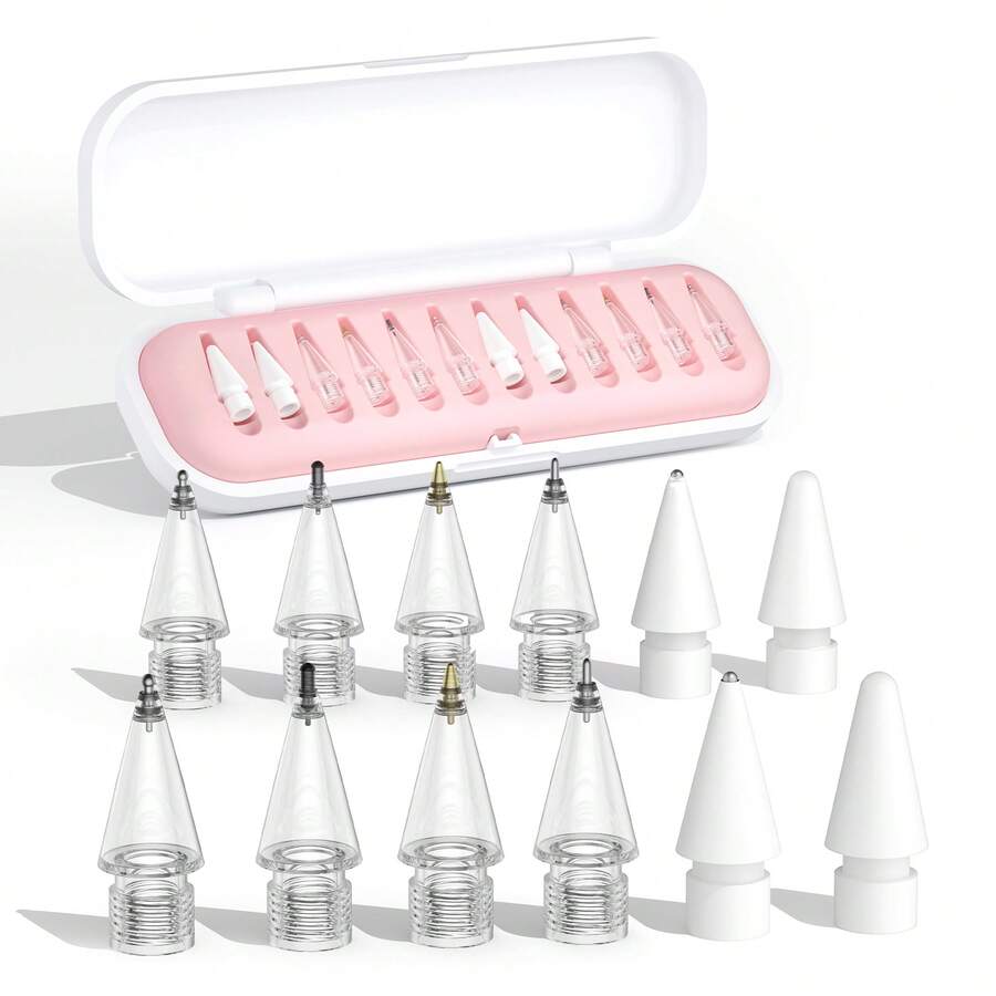 Replacement Pencil Tips Compatible With Apple Pencil Pro, Upgraded Pencil Tips Compatible With Apple 2nd 1st Gen USB-C, And Crayon Digital Pencil, Needle Pencil Tips With Case, IPad Pro Pencil Sets - 彩色 - 查看 1