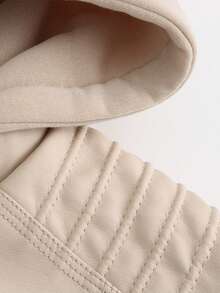 女士连帽仿皮夹克，可拆卸风帽，皮大衣