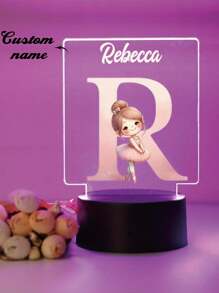 1pc Personalized Custom 26-Letter Princess 3D Light Illusion LED Night Light Warm Light/Rainbow Decorative Table Lamp Night Gift For Teachers, Children, Couples, Girlfriends, Family Members, Pets - Birthday, Graduation, Back-To-School Season, Christmas Wedding Decoration