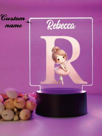 1 pieza Luz de noche LED de ilusión 3D personalizada con 26 letras de princesa, luz cálida/arcoíris, lámpara de mesa decorativa. Regalo para maestros, niños, parejas, novias, familiares, mascotas - Cumpleaños, Graduación, Vuelta al cole