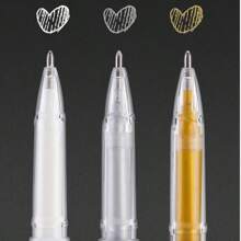 1 Box 3pcs/6pcs 1.0mm Gold Glitter Drawing Markers, White Highlights Pens, Creative Colored Ballpoint Pens For Students School Supplies, Back To School