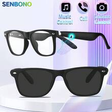 SENBONO 新款智能触控无线眼镜 - 可穿戴技术，配备触控板控制、高保真音质、内置麦克风和无线连接功能，适用于音乐、装饰眼镜、通话和户外活动 - 男女皆宜的完美礼物，适合钓鱼、高尔夫、驾驶、骑行、散步、海滩度假等各种场合。 - 黑色 - 查看 1