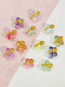 10 pièces (couleurs aléatoires) Charms en résine luisante en forme de coquillages de mer, cœur, calebasse, boule de verre pour le DIY, l'artisanat, la fabrication de bijoux, les sangles de téléphone portable, la décoration de sac, les ornements de mini-paysage