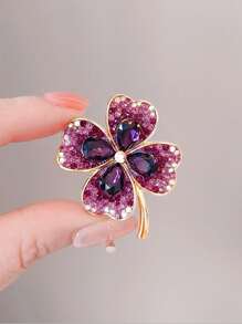 Exquisite 4 Leaf Clover Brooch Pin, Luxury Green High-End Lapel Flower Pin, Elegant Suit Accessory