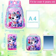 3PCS Kids Rolling Backpack, Boys Roller Wheels Bookbag, Wheeled School Bag With Lunch Bag - Tiger