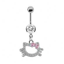 1 pieza Piercing para el ombligo con diseño simple de cabeza de gato/corazón, estilo mariposa de clip, sin necesidad de perforación, variedad de estilos