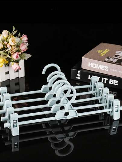 6pcs Multi Functional Pants Rack, Indoor And Outdoor Hangers, Connected Storage, Retractable Pants Clip, Air Drying, Seamless Clothesline Clip