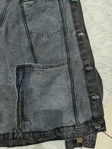 Men's Long Sleeve Graphite Denim Jacket - 灰色 - 查看 4