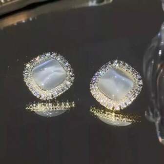1 par de pendientes vintage de aleación de zinc con brillo, apropiados como regalo para mujeres, atuendos de fiesta y uso diario