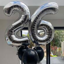 40 Inch Silver Mylar Number Balloons, Large Foil Digit Balloons For Birthday Party Decor, Wedding Anniversary Celebration Supplies