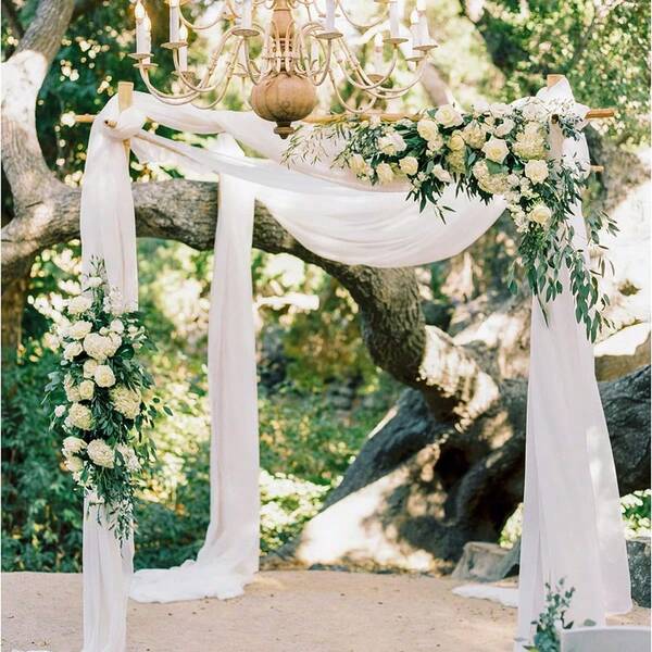 1 Panel, 2.46*19.6 Ft White Sheer Wedding Arch Backdrop Curtain Fabric For Wedding Party Ceiling Decoration