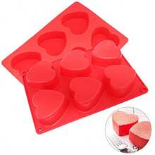 3 paquetes de 6 cavidades en forma de corazón Molde de silicona morado rojo marrón molde para hornear top cake de findTop molde de galletas de chocolate bandeja de cubitos de hielo molde de jabón - Marrónrojo - Ver 2