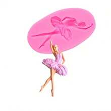 1pc Pink Dancing Girl Silicone Mold, Birthday Candle Holder, Resin/Clay DIY Craft Supplies, Easy Release & Reusable - Pink - View 6