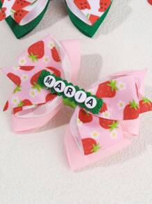 1 pièce Nœud papillon personnalisé pour cheveux en forme de fraise et pastèque pour filles, mignon et doux, accessoire d'été fruité, pince à cheveux, accessoire de vacances fraise, cadeau d'anniversaire parfait pour enfants, accessoire de cheveux avec clip alligator