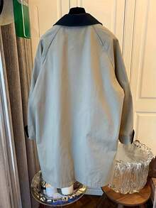 2025春秋新款中长款风衣女休闲拼色立领时尚复古显瘦军旅风 - 卡其色 - 查看 2