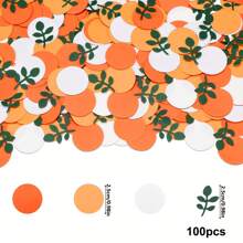 100 Stück Konfetti mit Orange-Thema für Neujahrsfeier, gemischte Farben mit Eukalyptus Deko, für Zitrus-Themen Tischdekorationen, Hochzeits-/Geburtstagszubehör