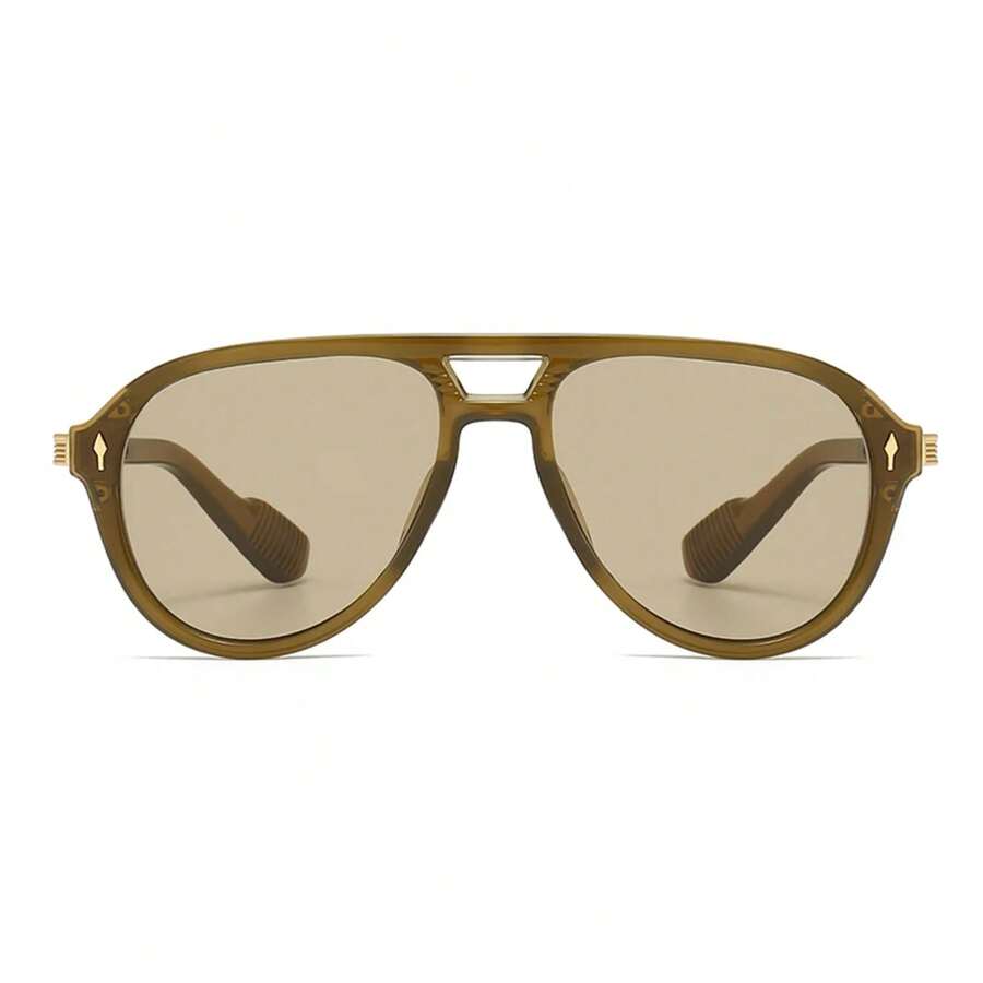 Nuevas gafas de aviador para hombres europeos y americanos,  retro de doble bróndon con marco cuadrado,  al por mayor transfronteriza - Verde militar - Ver 1