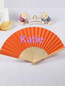 Personalized Name Strawberry Pattern White Folding Hand Fan, Elegant Polyester Fan, Suitable For Weddings, Wedding Showers, Birthdays, Baptisms And First Communions - No Electricity Required, Feather Fan - White - View 15