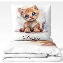 2 st söta tecknade kattungar tryckta sängkläder i två delar, 1 påslakan + 1 örngott, dubbelsidigt hudvänligt polyestertyg, HD-tryck, bleknar inte, maskintvättbart påslakan örngott kombination för barnrum - Multifärgad - Visa 3