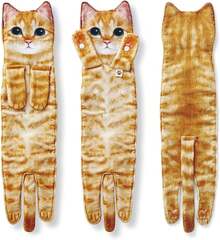Fun Cat Hanging Towel & Face Towel - Super Absorbent Soft Orange| Gift For Cat Lovers (Housewarming, Birthday, Christmas) - A-Cam - Xem 3