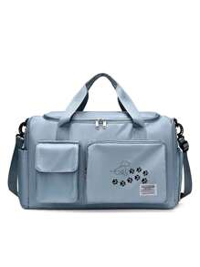 Bolsa de viaje con huellas de patitas de cachorro, bolsa de deporte y mochila multifunción, bolsa de viaje de nailon de gran capacidad y casual, ligera, adecuada para gimnasio, deportes, pernoctación