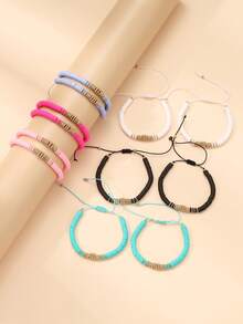 12pcs Boho Shell & Turquoise Bead Bracelet Set - Gold Accent Adjustable Bangle For Women's Beach Vacation - Multicolor - View 10