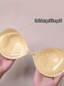 1pc Apricot-Color Thick Padded Invisible Bra Cups, Gather Bust Invisible Bra Stick-On Bras, Strapless For Wedding Dress, Bridal Lingerie