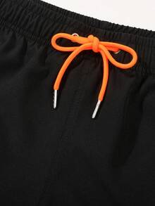 Men's Drawstring Waist Compression Lining, 2-In-1 Quick Dry Beach Shorts - Black - View 6