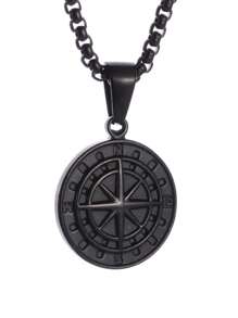 1PC Stainless Steel Compass Medal Pendant Necklace Men And Women Street Party Cool Jewelry Gifts