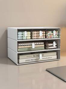 Organizador de escritorio multifuncional con cajones, caja de almacenamiento para productos de cuidado de la piel, papelería, joyería, cosméticos, para oficina, dormitorio, herramientas de maquillaje, accesorios para el cabello, portabarras de labios y perfumes, organizador de maquillaje