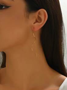 1 par de pendientes vintage elegantes con diseño geométrico, pendientes largos colgantes, adecuados para mujeres con rostro redondo