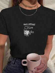 Women's Babylook T-Shirt Funny Phrase T Shirt You Are Nervous Not 100% Cotton Various Colors - 黑色 - 查看 1