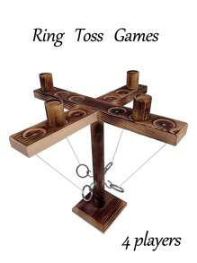 1 pieza Juego de anillos para 4 jugadores, juego de lanzamiento de mesa de madera para fiestas