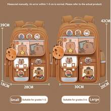 1 Set Cute & Lightweight Capybara Backpack, Large Capacity Design To Reduce Burden And Protect Spine, Suitable For Lower Grade Students, Back-To-School Stationery Gift For Friends And Students School Bag Bookbag