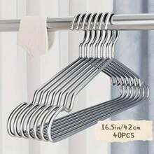 20pcs Stainless Steel Hangers Heavy Duty Polished Surface Space Saving Metal Organizer Hangers For Efficient Closet Storage Durable And Stylish Design Great For Home And Dorm Use Notched Shoulder Hangers Sturdy Hangers Dorm Essentials