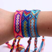 10pcs/Pack Fashionable Colorful Woven Adjustable Friendship Bracelets With Tassels, Suitable For Gifts To Family, Friends, Daily Wear, Jewelry Party