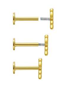 Bông tai bạc 925 dạng dẹt, kiểu dáng sang trọng dành cho nữ, bông tai mini xỏ sụn, hoàn hảo cho đeo hàng ngày, trang sức cô dâu, trang sức tinh tế, phụ kiện cần thiết cho mùa tựu trường. - Vàng - Xem 5