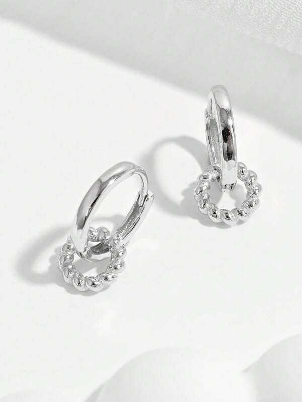 1 par de pendientes elegantes y a la moda de plata de ley 925 con nudo trenzado, adecuados para citas, fiestas y uso diario para mostrar encanto