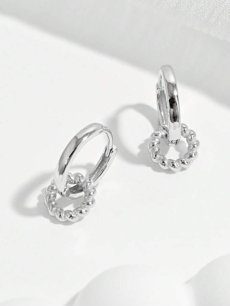 1 par de pendientes elegantes y a la moda de plata de ley 925 con nudo trenzado, adecuados para citas, fiestas y uso diario para mostrar encanto