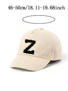 1顶儿童26字母刺绣棒球帽，金色字母设计，韩式可调节后扣帽，防晒帽，适合1-3岁男孩女孩 - 米色 - 查看 11