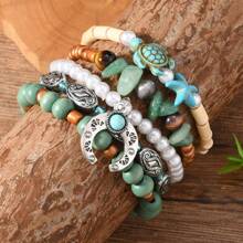5pcs Summer New Bohemian Style Men's Beaded Bracelet - Horseshoe Star Fashion Accessories - Suitable For Daily Wear - Gift For Friends & Family