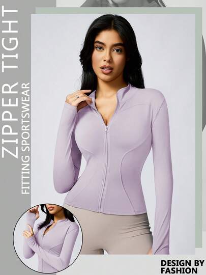 女士立领塑形外套一件装，适合瑜伽和日常穿着，秋季款